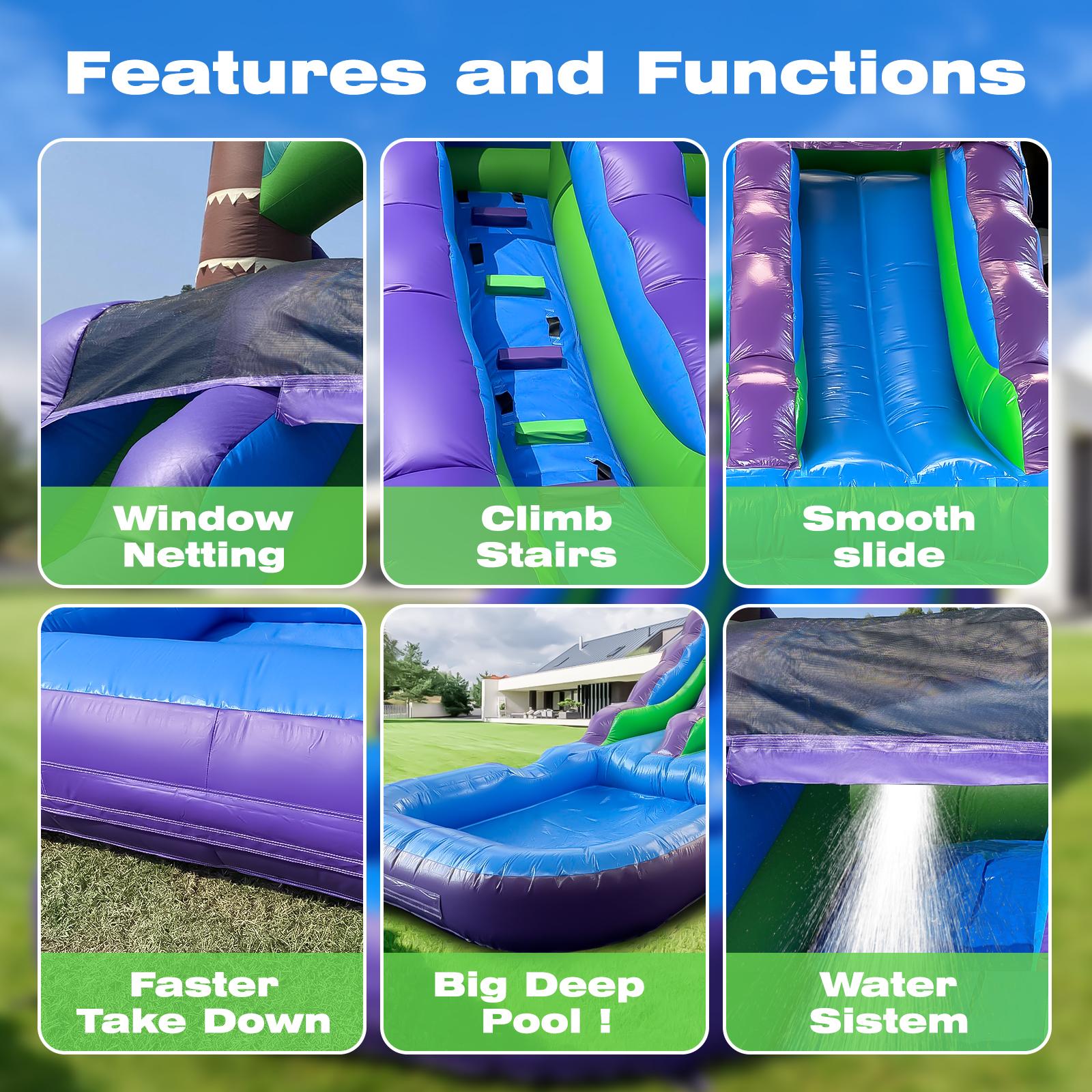 Commercial Grade Water Slide 100% PVC  Inflatable Water Slide with Splash Pool Playground Outdoor Kids Adult Summer Water Play Commercial Rental Equipment Summer Fun