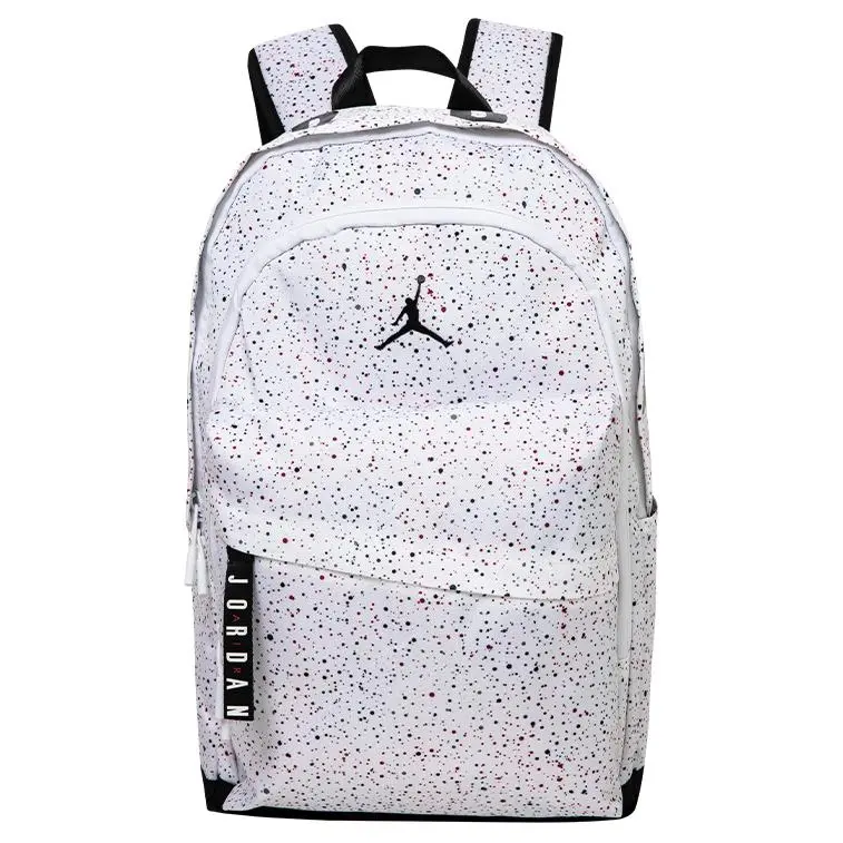 Jordan Polyester Large Unisex Backpack - Student-Couple Style with White Starry Design Jordan Polyester Large Unisex Backpack - Student-Couple Style with White Starry Design