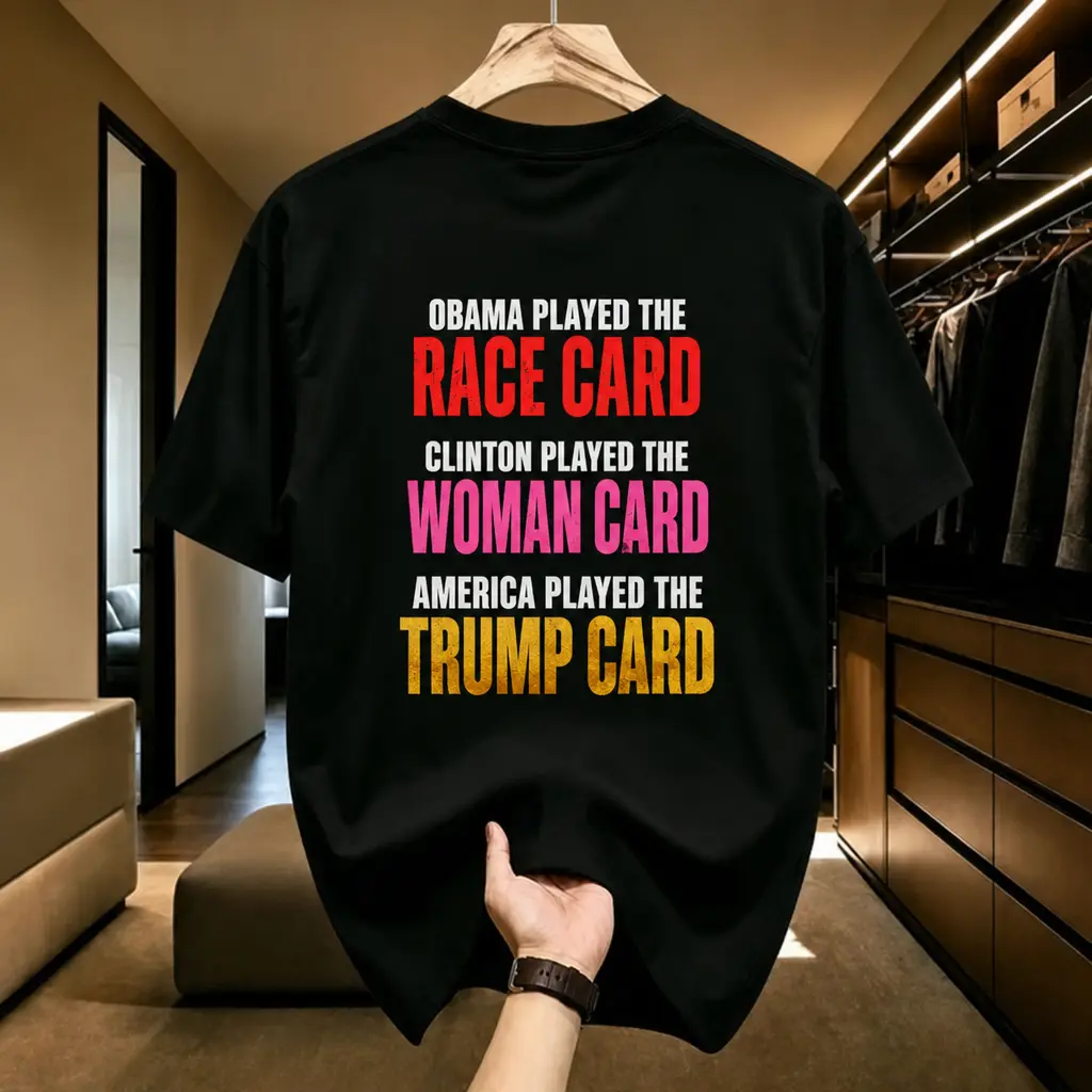 Printed 100% Cotton Graphic T-Shirt, Trump Card Conservative Tee for Men, Republican Political Humor Shirt, Election Campaign Rally Outfit, Gift for Dad Husband