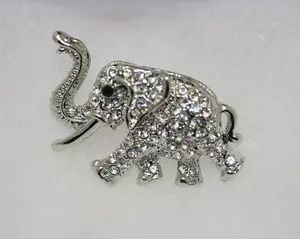 RHINESTONE ELEPHANT BROOCH! Adorable Animal Luck Pin, Crystal Animal Accessory Jewelry