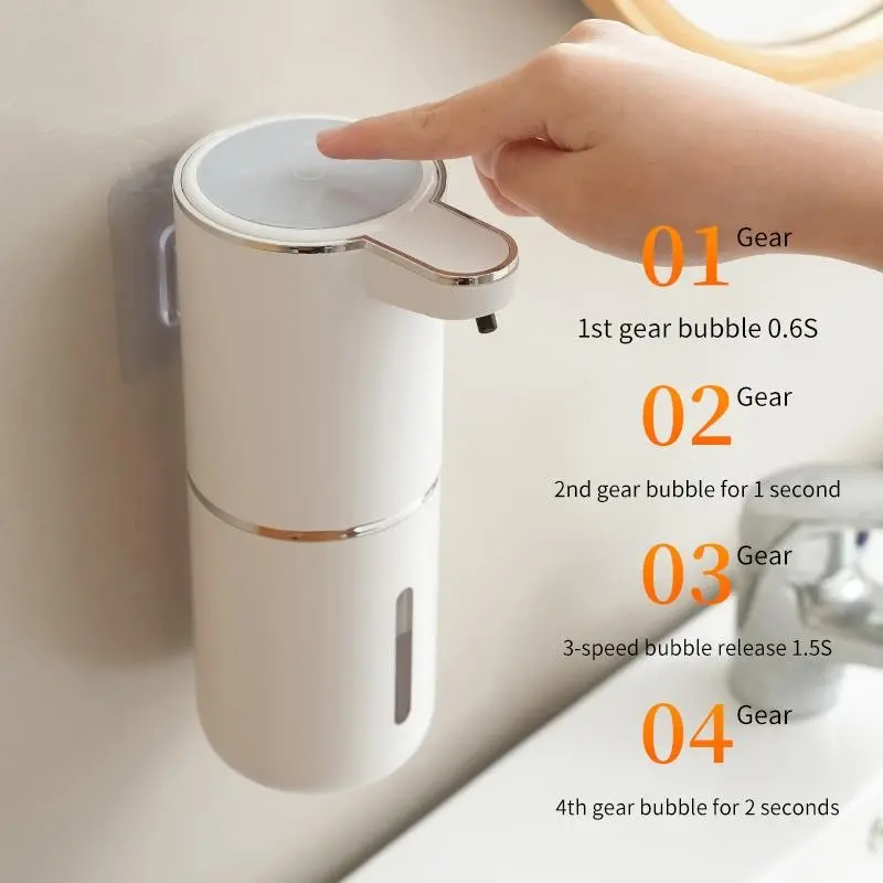 omatic hand sanitizer dispenser, 45° upward-angled nozzle 350ML, infrared sensor, touch-free safety, USB charging, low noise, essential item for bathroomsAut