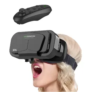 Shinecon 3D VR Glasses Virtual Reality Viar Device Helmet Lenses Headset Goggle Smart Portable For Smartphone Cell Phone Mobile Realidade Controller Remote Control wearable movie game film