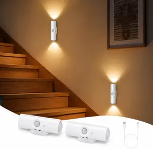 2PCS Smart LED Night Light with Motion Sensor, Rechargeable RGB Color-Changing Ambient Light, Magnetic LED Wall Lamp for Stairs, Bedroom, Kitchen, Party, Hallway & Entryway