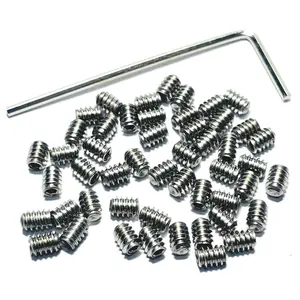 50pcs #6-32 x 3/16 inch Stainless Steel Allen Head Hex Socket Set Screws with 1/16 Allen Wrench, Set Grub Screws (3/16" Length)