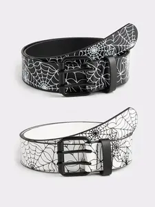 Halloween Spider Web PU Leather Belt, Options, Cosplay Costume Accessory, Party Role Play Daily Wear