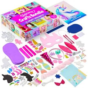 Dan&Darci Unicorn Crafts Bundle DIY Beads Charms & Bracelets Craft Set with 12 Projects for Creative Kids 9x9x2 in