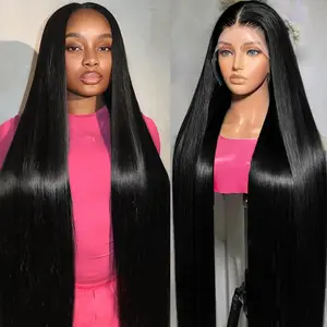 34 Inch 13x4 Lace Front Wigs Human Hair 180 Density Straight HD Lace Front Wigs Human Hair Pre Plucked with Baby Hair Glueless Wig Virgin Hair Lace Front Wigs for Women