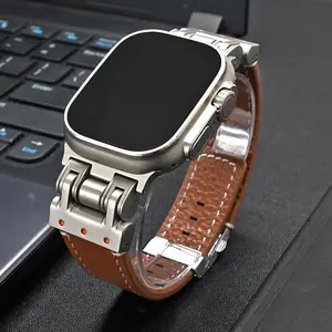 Faux Leather Watch Band, Leather Watch Strap, Business Watch Band for Apple Watch-Ultra 2 1 49mm 46mm 45mm 44mm, Smart Watch Accessories for Men