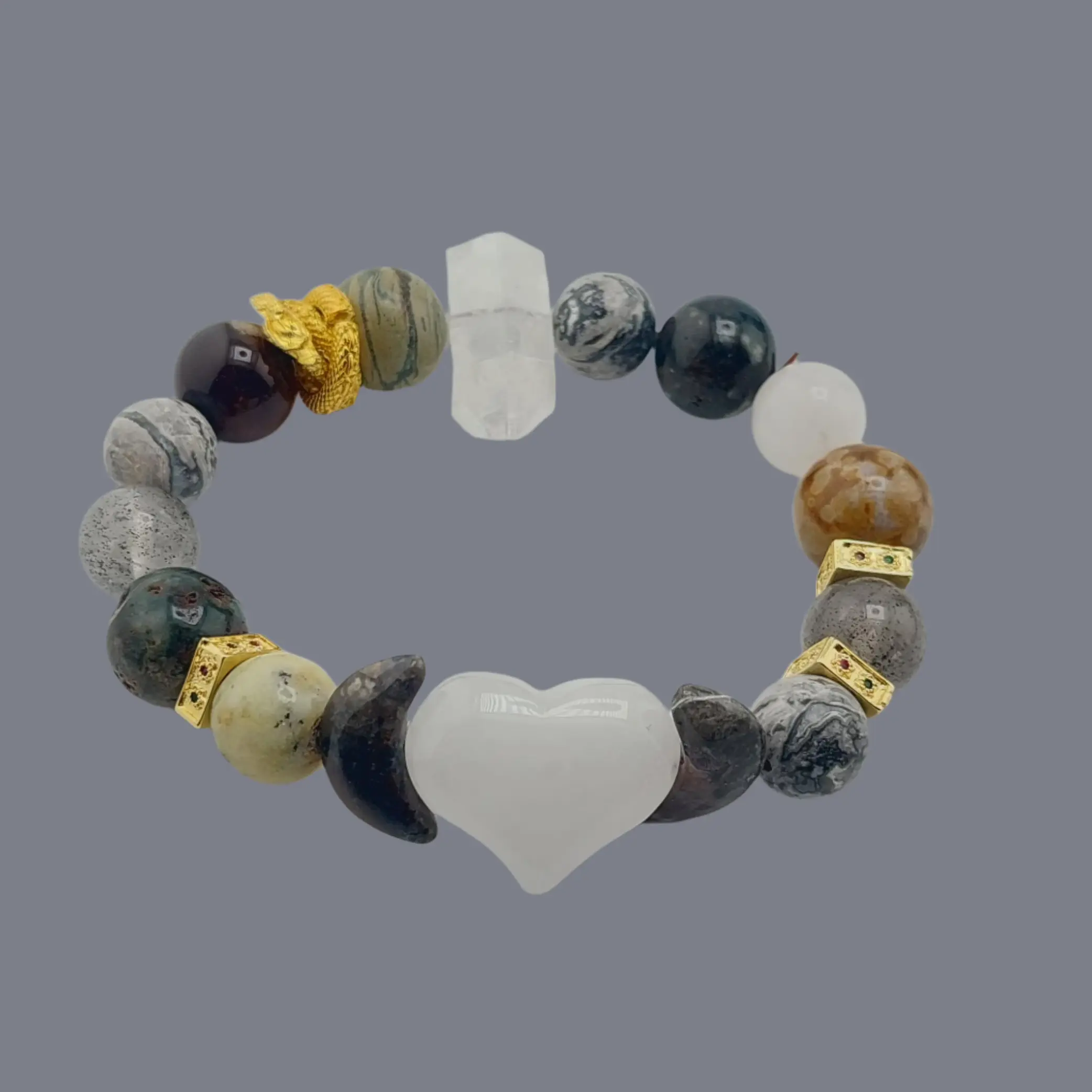 Chunky heart /moon bracelet