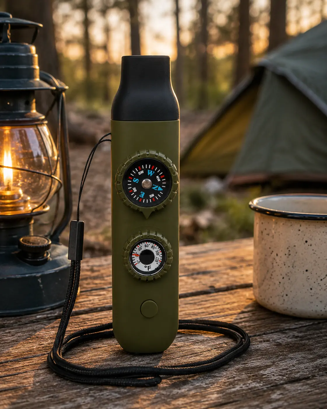Emergency Survival Whistle with Lanyard, Compass & Thermometer for Kids and Adults, Safety Whistle for Hiking, Camping, Kayaking, Boating & Climbing