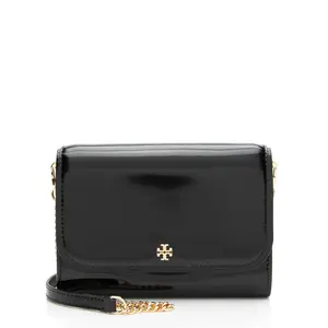 Pre-owned Tory Burch Leather Clutches & Wristlets Patent Emerson Wallet on Chain