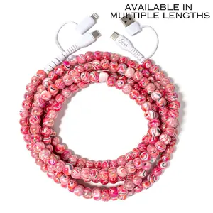 Beaded Phone Charger Marble Red
