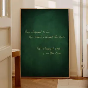 I Am The Storm Wall Art, Framed Canvas Art, Emerald Green Living Room Decor poster