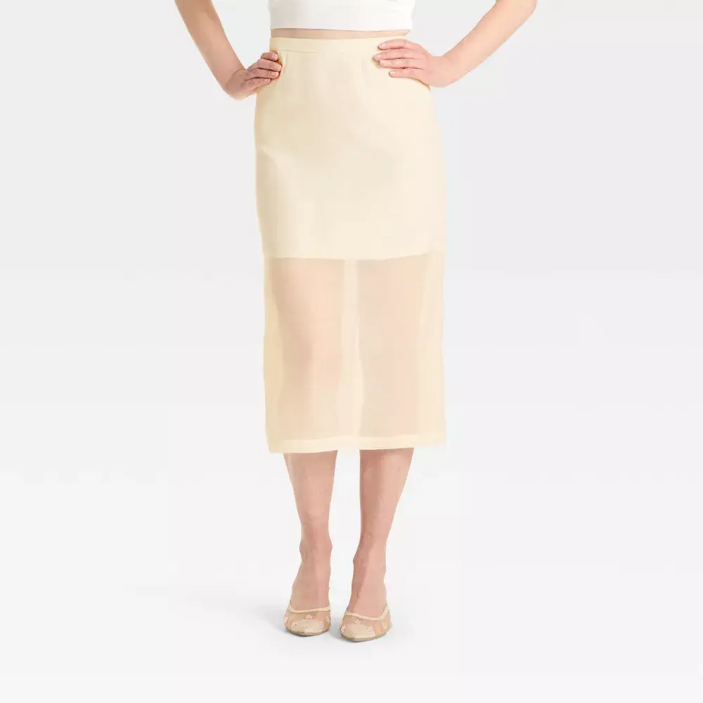 Women's Sheer Midi A-Line Skirt - A New Day
