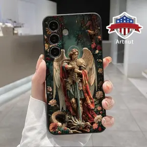 Religious Angel Case Compatible with Galaxy S24 Plus S25 S23 S22 Ultra S22+ Matte Liquid Silicone Anti-Slip Pocket-Friendly Cellphone Softcase for Girl