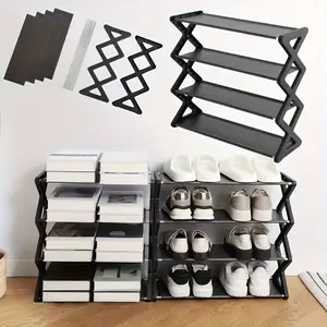 4-Tier Easy to Assemble Bookshelf & Shoe Rack 2-in-1, a Helper for Classifying Books and Shoes, Multi-layer Dustproof Closed Design Keeps Shoes Dust-Free, Large-Capacity Compact Storage Rack for Home Entrance, Shoe Rack Organizer