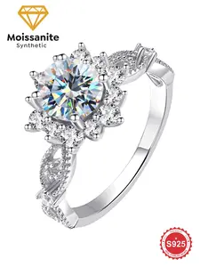 S925 Sterling Silver Eternal Snowflake Design Synthetic Moissanite, Luxury Synthetic Moissanite Ring, Bridal Engagement Ring, Fine Jewelry for Women, Girlfriend Gifts