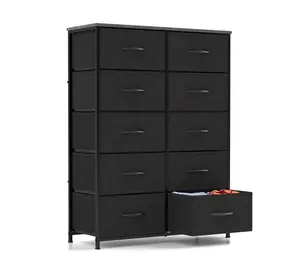 10-Drawer Fabric Dresser Storage Chest for Bedroom, Closet, Entryway, Storage Furniture for Adults, Black