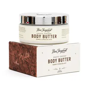 BeeInspired Haute Cocoa Honey Body Butter - Dark Chocolate Scented, 7 oz, Moisturizer for All Skin Types, Handmade in America, Free of Petrochemicals & Dyes