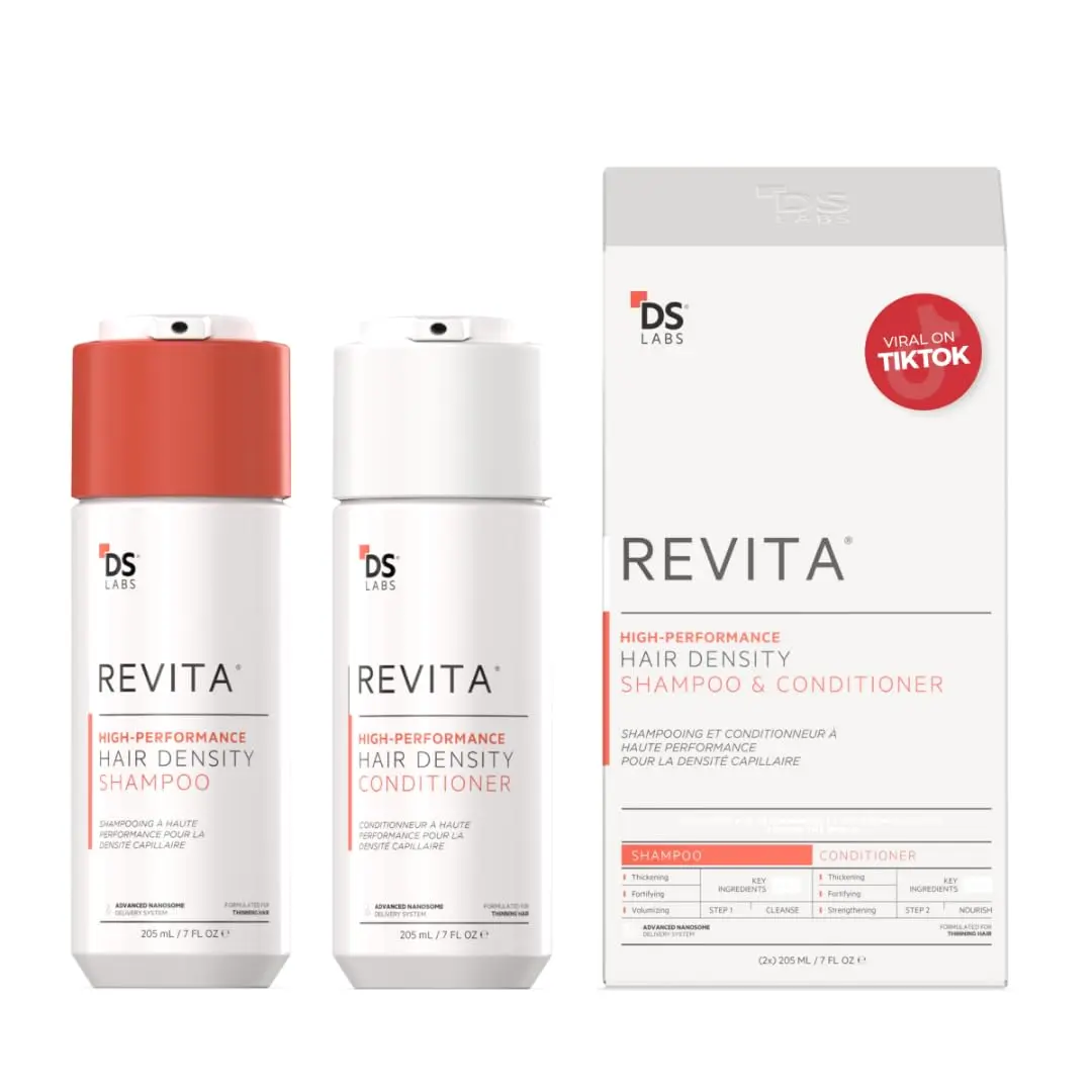 DS Labs Revita Hair Density Shampoo & Conditioner for Thinning Hair, 205 mL | Complete hair care routine powered by peptides, turmeric, caffeine & ginseng for healthier-looking, fuller-looking hair.