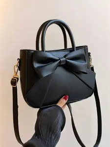 Women's Elegant Bowknot Decor PU Leather Handbag, Everyday Bags, Purse Women, Trendy Gorgeous Crossbody Bag for Women, Chic All-match Crossbody Bag for Daily & Work Use, Unique Bags, Shoulder Bag, Embellished Shoulder Bag