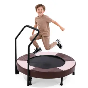 Mersco 36-in Mini Indoor Foldable Trampoline for Kids Ages 1+ - Stable, Quiet Bungee Trampoline with Handle, PVC Padding, Active Play Toddler Toy for Boys & Girls (Mini Size, Unisex Nursery Toy)