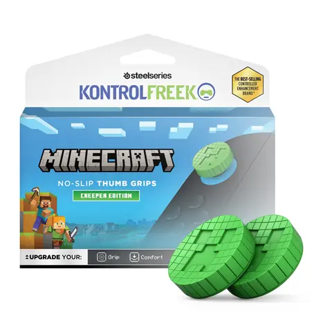 KontrolFreek Thumbstick Grips for Nintendo Switch Joy-Con - Laser-Etched Surface, Soft High-End Material, No-Slip, Official Creeper Design, Green Customization, Console Controller Accessories, Switch Joy-Con Fit