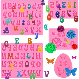 Letter  Molds for , 5 count Uppercase Lowercase Alphabet  Molds and Number Flower Butterfly Fondant Molds for Making Strawberries, Candy, Cake Decorations