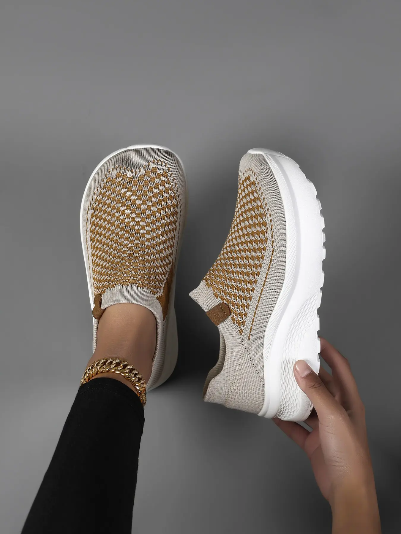 Women's Comfortable Flat Shoes, Casual All-Season Elastic Slim Fit Fashion Sneakers, Thick Cushioning, Perfect for Running & Training, Casual Sporty Sneakers, Sneakers Trainers, All Seasons Sneakers