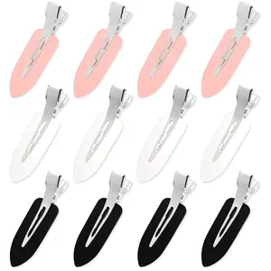 No Crease Hair Clips, 12Pcs No Bend Hair Clips Makeup Flat Hair Clips for Styling Sleeping Makeup Application