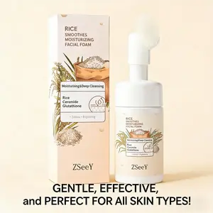 Rice Moisturizing Facial Cleansing Foam with Brush | ZSeeY Soft Abundant Bubble, Deep Pore Cleansing, Non-Drying Face Wash for Makeup Women fair and lovely skincare tools Oil-Control