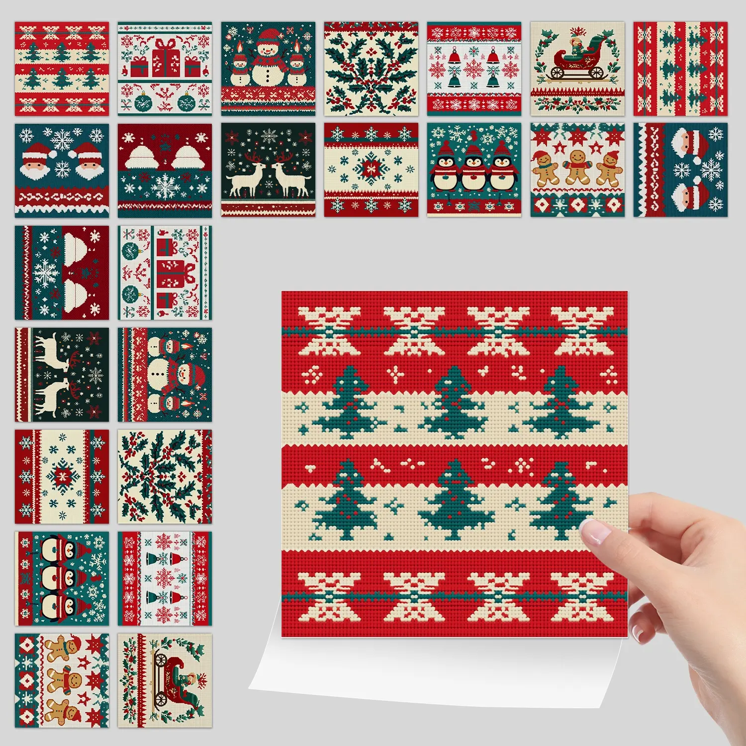 24 Pcs Vintage Christmas Decoration Self-Adhesive Wallpapers, Waterproof And Easy To Stick, Can Be Installed On Multiple Surfaces, Suitable For Living Room, Bedroom, Kitchen Walls, Used For Christmas Atmosphere Decoration, Size: 3.94/5.91/7.87 Inches7 In