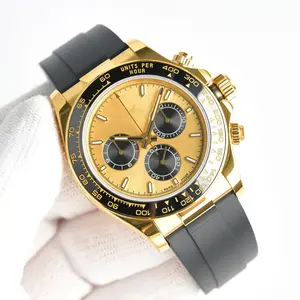 Automatic Mechanical Self Wind Rubber Luxury Luminous Rose Gold Black 40mm Men Watch