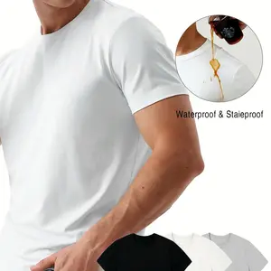 Stain Resistant White Tee's Waterproof & Stainproof Men's T-Shirt for Everyday Wear