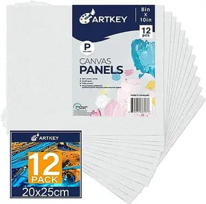 Canvases for Painting 8x10 Inch 12-Pack, 10 oz Primed 100% Cotton White Blank Canvas Boards for Painting, Art Supplies Paint Canvas Panels for Acrylic Oil Watercolor Tempera Paints