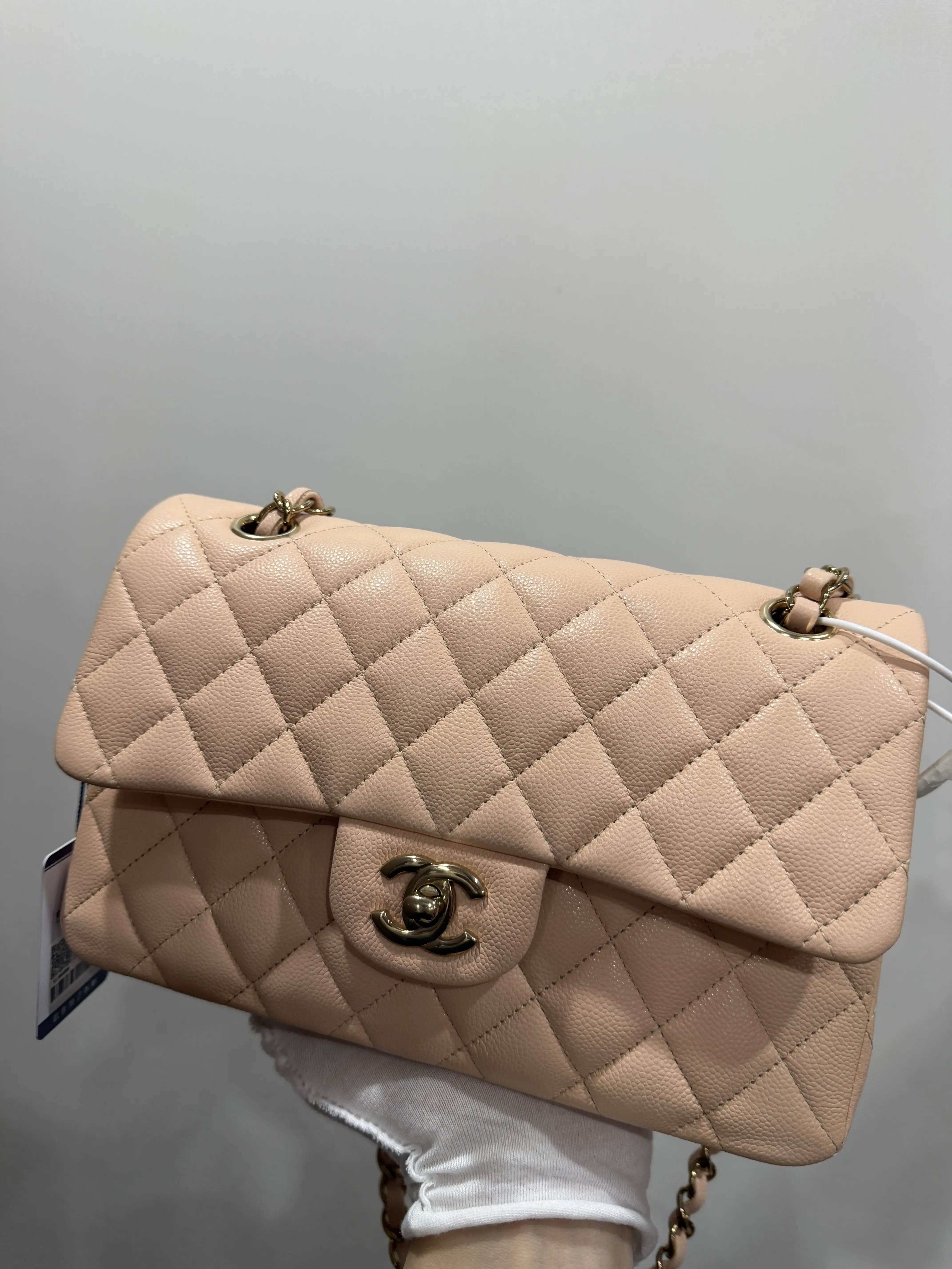 Pre-owned CHANEL Small CF Pink Caviar Leather Shoulder Bag