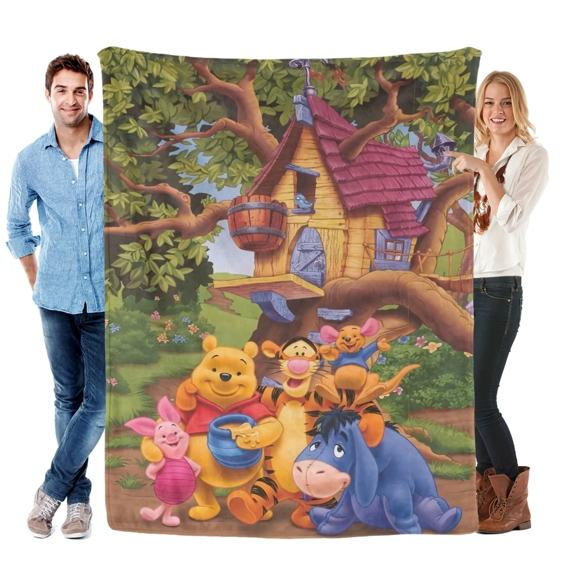 Disney Classic [2026 New] Winnie the Pooh Throw Blanket Pooh Bear and Tigger Treehouse Graphic Fleece Cozy Soft Blanket for Bed Couch Office Camping Holiday Gift