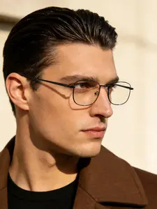 Men's Vintage Metal Casual Rectangular Glasses, Lightweight Durable, Anti-Blue Light, Ideal for Campus Office Daily Wear, Lightweight Eyeglasses