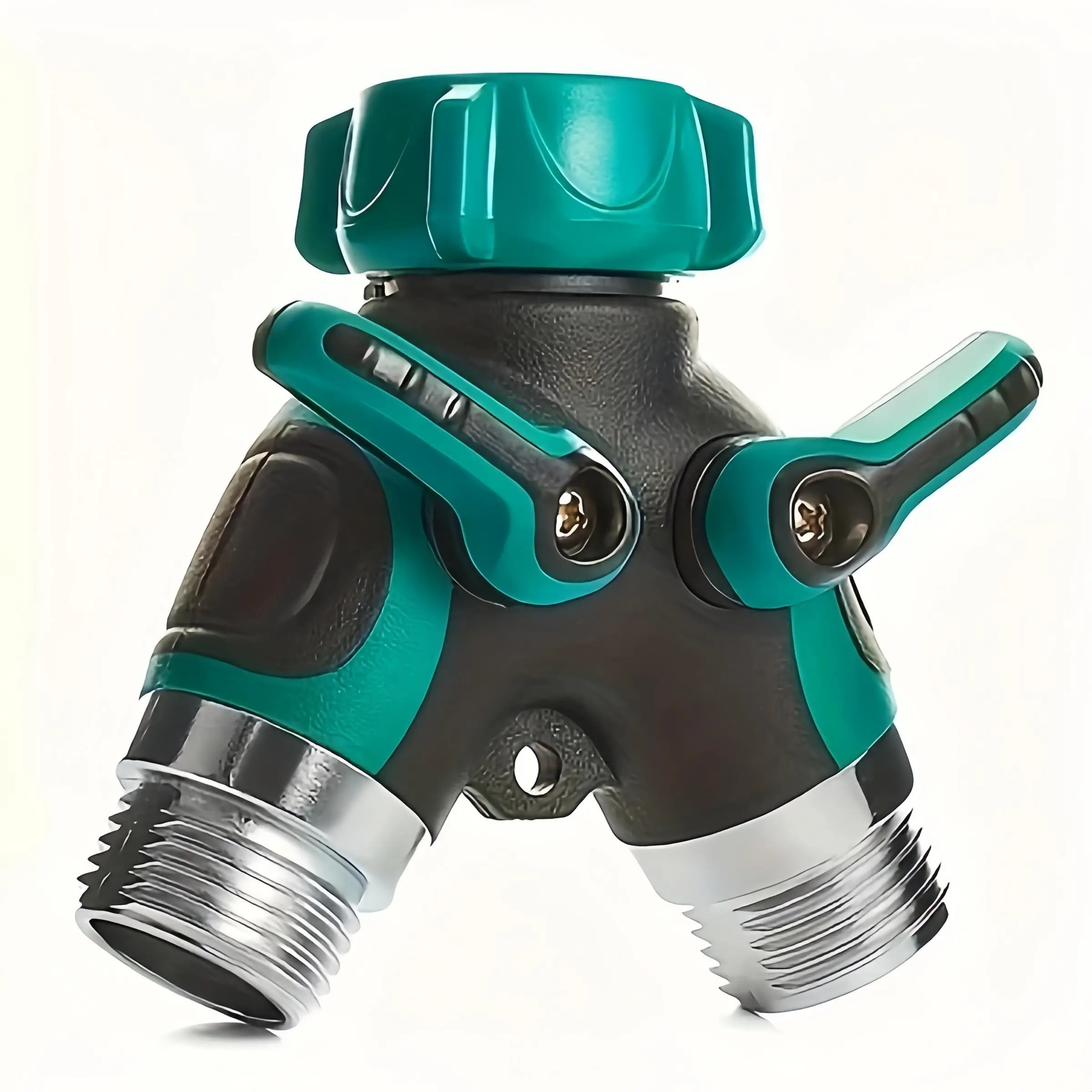 3/4 Inch Dual Outlet Irrigation Hose Connector, Heavy-duty Garden Hose Adapter with American Standard Threads, Outdoor Lawn Watering Accessories