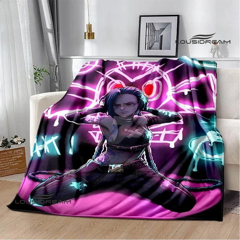 Hot Anime Arcane HD Blanket Cool Jinx Throw Blanket for Home Bedroom Bed Sofa Travel Office Warm Blanket for Winter