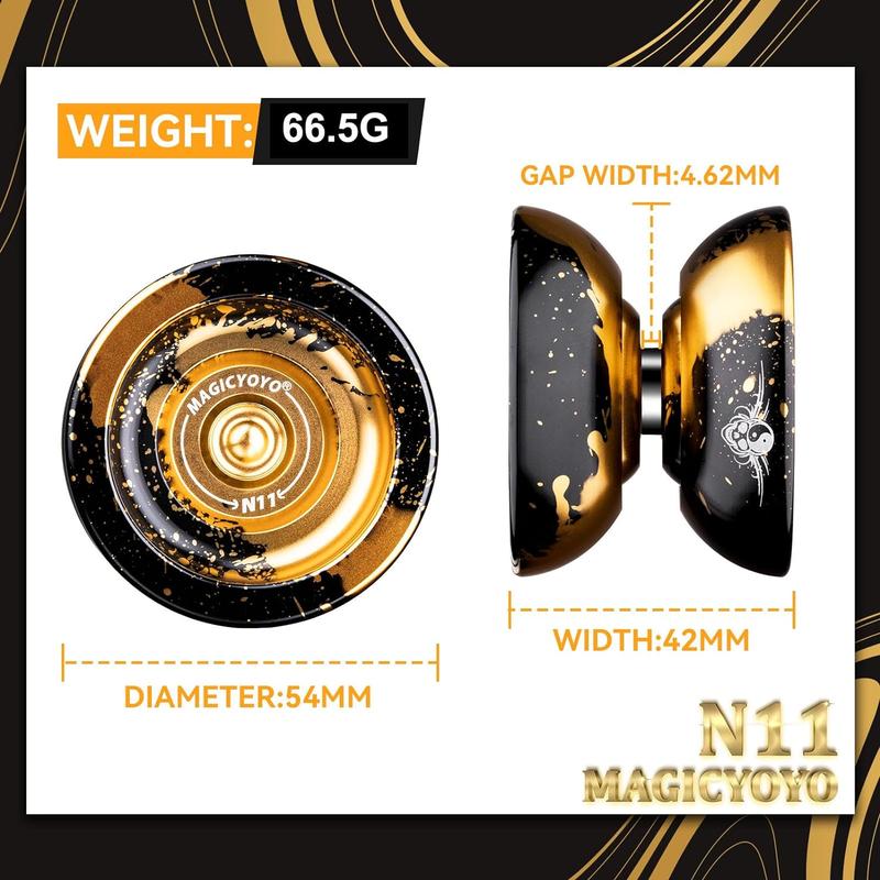 MAGICYOYO Dual Purpose Yoyo- Responsive Yoyo N11 & Unresponsive Yoyo Alloy YoYo with Yoyo Glove + Bag + Unresponsive Bearing Kit + 12 Yoyo Strings