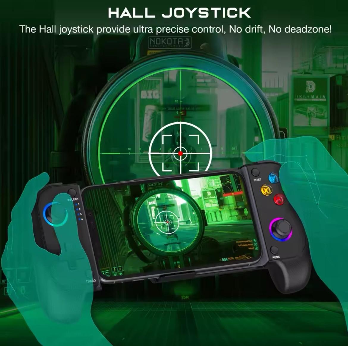 Cell Phone Gamepad Joystick for iPhone Android Control Bluetooth Controller Trigger with Hall Effect Stick Mobile Game Cell Phone Gamepad Joystick for iPhone Android Control Bluetooth Controller Trigger with Hall Effect Stick Mobile Game