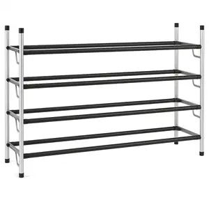 USTECH 4-Tier Expandable Shoe Rack Adjustable & Stackable Metal Shoe Shelf Organizer