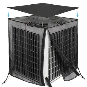 4 Sizes AC Unit Cover with Detachable Top, Breathable Mesh Air Conditioner Outdoor Cover, Waterproof Dustproof All-Season Protector for Central AC Units