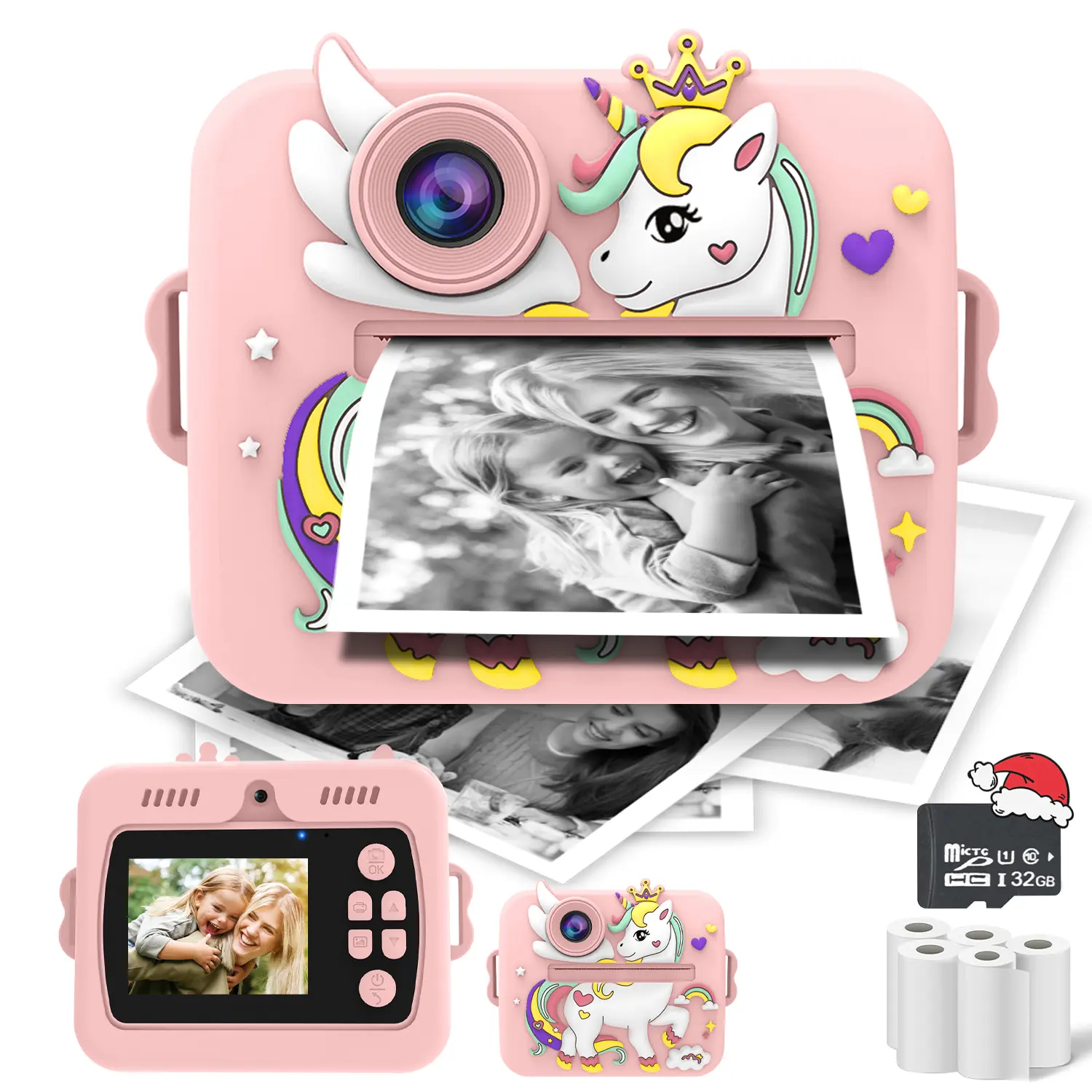 Kids Instant Print Camera, 1080P Video Portable Toy Camera, Christmas Birthday Gifts for Girls Age 3-12