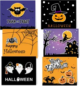 30 Pack Halloween Greeting Cards with Envelopes and Halloween Stickers, 6 Halloween Designs