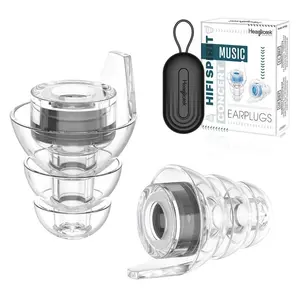 Concert Ear Plugs, High Fidelity Silicone Music Ear Plugs for Concerts, Noise Reduction, Hearing Protection, Motorcycle, Musicians, Rave, Dj, Tinnitus Relief (Medium Size) High Fidelity Noise Cancellation Noise Reduction