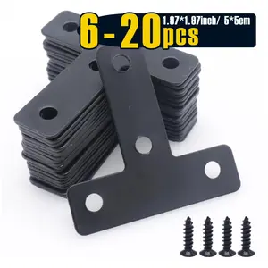 6-20pcs, 50mm T Flat Shape Braces Corner Bracket, Decorative Corner Brackets Mending Plate, T-Shaped Bracket for Wood Furniture
