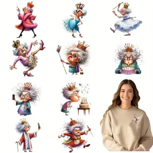 Funny Old Lady Pattern Iron-on Transfer Sticker, Washable, Durable Heat Transfer Sticker, DIY Decoration for Clothes, Masks, Jeans & Backpacks