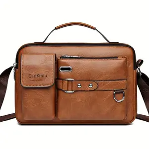Retro Multi-Pocket Unisex Shoulder Bag, Stylish and Casual Messenger Bag, Suitable for Daily Commuter and Outdoor Activities and Office Meeting Father's Day Gift